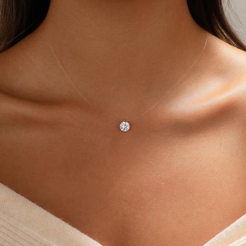 Collar Tasiso para mujer con colgante de circonita cúbica flotante