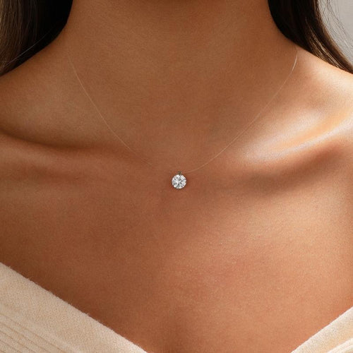 Collar Tasiso para mujer con colgante de circonita cúbica flotante